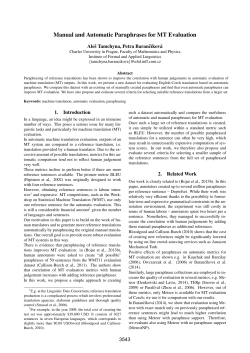 Manual and Automatic Paraphrases for MT Evaluation
