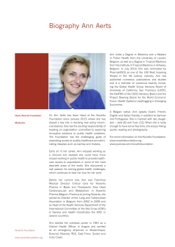 Biography Ann Aerts - Novartis Foundation