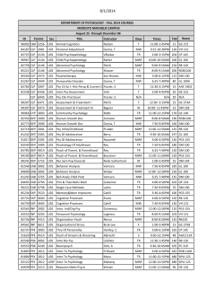 Fall 2014 Class Schedule - Department of Psychology