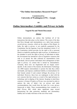 Online Intermediary Liability and Privacy in India