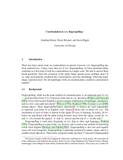 Coarticulation in ASL fingerspelling Jonathan Keane, Diane Brentari