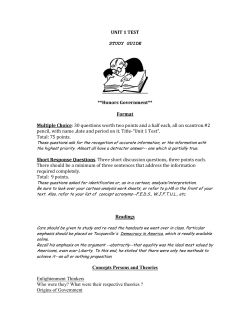 UNIT 1 TEST STUDY GUIDE **Honors Government** Format