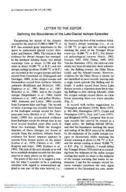 LETTER TO THE EDITOR Defining the Boundaries of the Late