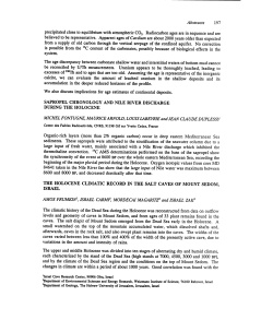 Abstracts SAPROPEL CHRONOLOGY AND NILE RIVER