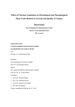 Effect of Nutrient Limitation on Physiological and Morphological