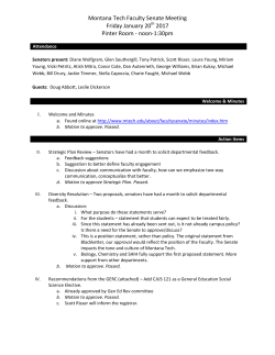 Montana Tech Faculty Senate Meeting Friday January 20 2017