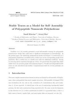 Stable Traces as a Model for Self&ndash;Assembly of Polypeptide