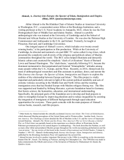 Ahmed, A. Journey into Europe: the Specter of Islam, Immigration