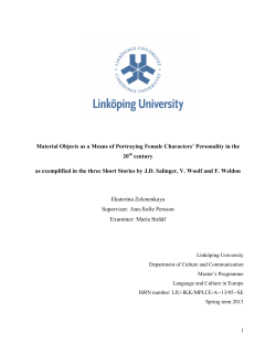 Material Objects as a Means of Portraying Female Characters