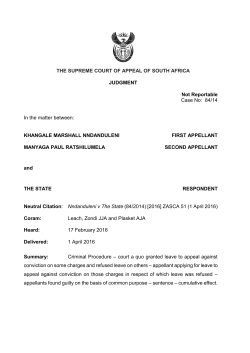 THE SUPREME COURT OF APPEAL OF SOUTH AFRICA