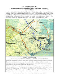 CULTURAL HISTORY Austin`s First Empresario Grant: Dividing the