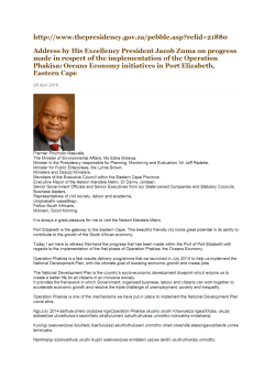 Address by President Zuma on Operation Phakisa Ocean Economy