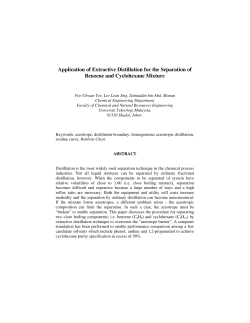 Application of Extractive Distillation for the
