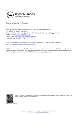 Demagoguery and Political Rhetoric: A Review of the Literature