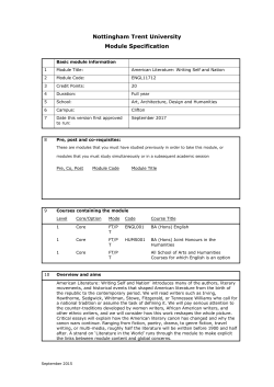 Module Specification (ENGL11712) Am Lit - NTU NOW