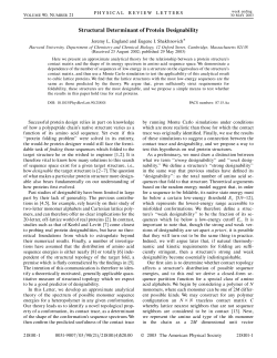 Structural Determinant of Protein Designability