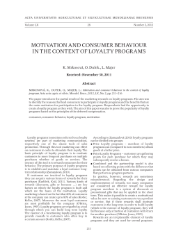 motivation and consumer behaviour in the context of loyalty programs