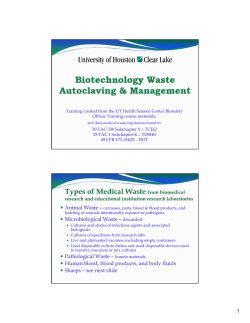Microbiological Waste &ndash; discarded Pathological Waste &ndash; human