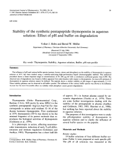 Stability of the synthetic pentapeptide thymopentin in aqueous