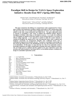 Paradigm Shift in Design for NASA`s Space Exploration Initiative