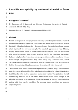 Landslide susceptibility by mathematical model in Sarno area.