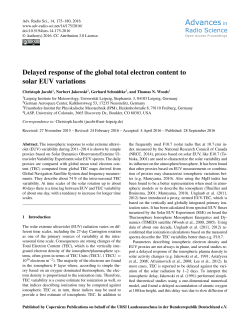 Delayed response of the global total electron content to solar EUV