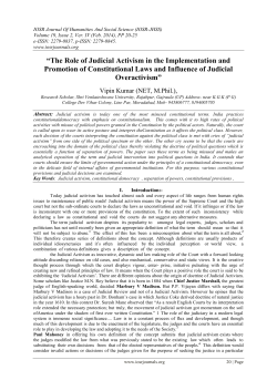 “The Role of Judicial Activism in the Implementation and Promotion