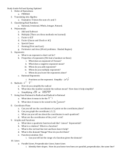 Study Guide Fall and Spring Updated 1. Order of Operations a
