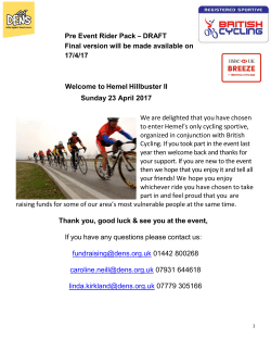 Pre Event Rider Pack &ndash; DRAFT Final version will be made