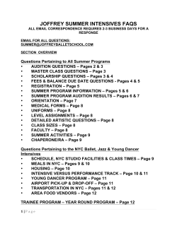 joffrey summer intensives faqs