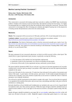 Machine Learning Practical: Coursework 1