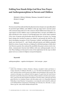 Prayer and Anthropomorphism in Parents and Children