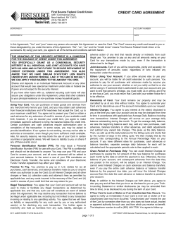 CREDIT CARD AGREEMENT - First Source Federal Credit Union