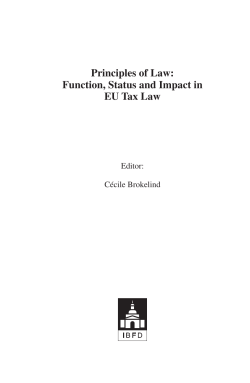 Principles of Law: Function, Status and Impact in EU Tax