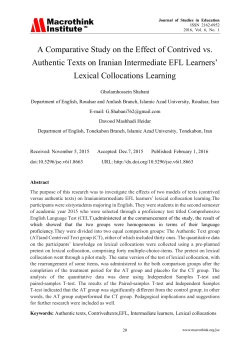 A Comparative Study on the Effect of Contrived vs. Authentic Texts