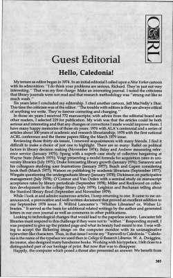 Guest Editorial: Hello Caledonia!
