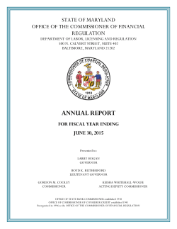 Fiscal Year 2015 - Maryland Department of Labor, Licensing and