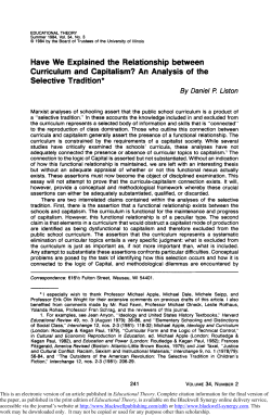 Have We Explained the Relationship between Curriculum and