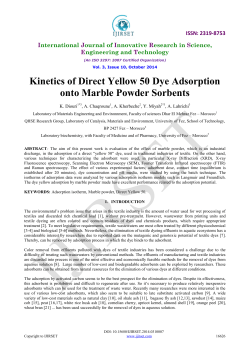 Kinetics of Direct Yellow 50 Dye Adsorption onto Marble