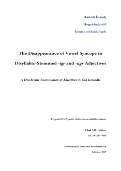 The Disappearance of Vowel Syncope in Disyllabic