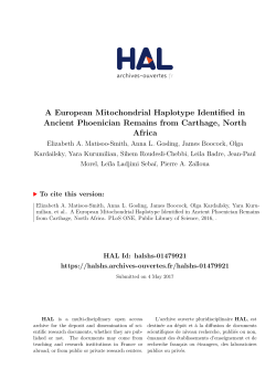 A European Mitochondrial Haplotype Identified in Ancient - Hal-SHS