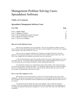Management Problem Solving Cases: Spreadsheet Software