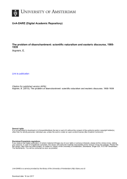 scientific naturalism and esoteric discourse, 1900 - UvA-DARE