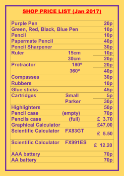 Shop Price List - Edgbarrow School