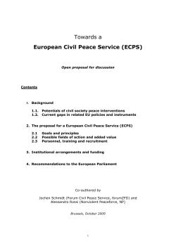 Towards a European Civil Peace Service (ECPS)