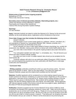 Adult Forensic Research Group Dr. Christopher Weaver E