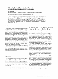 Photophysical and Photochemical Properties of Some