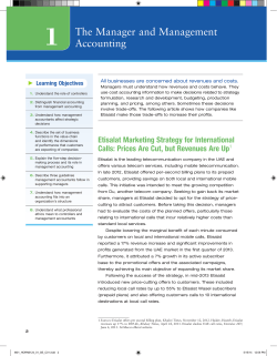 The Manager and Management Accounting