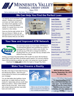 August 2016 - Minnesota Valley Federal Credit Union