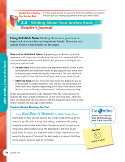 Writing About Your Anchor Book Reader`s Journal